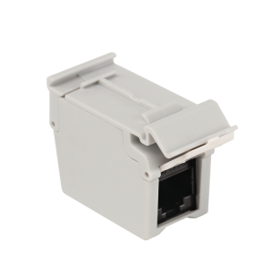 Повторитель портов RJ45 на DIN-рейку, неэкранированный, кат.6, формата Keystone, со шторками, белый